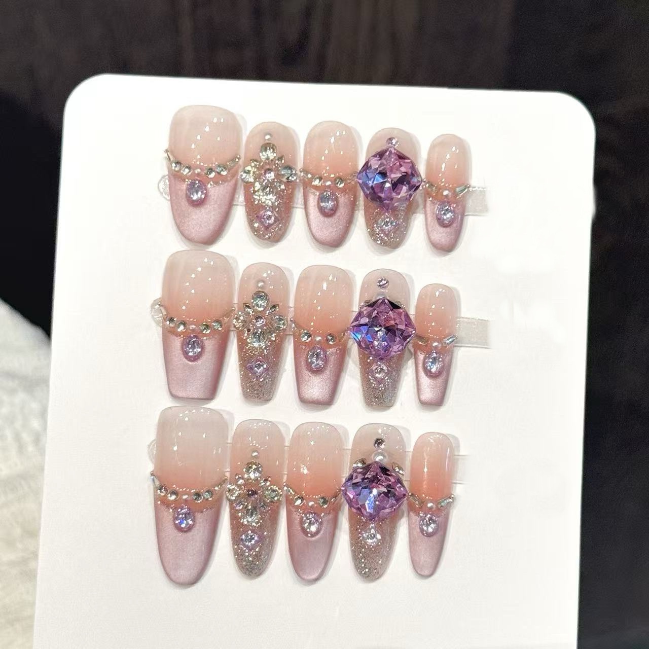 Resin Art Purple - 10 قطع من الأظافر الاصطناعية المصنوعة