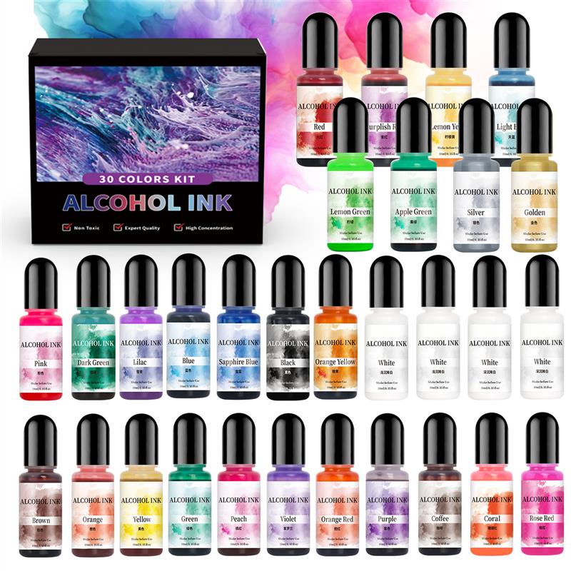 Resin Art Alcohol Ink - 1 مجموعة الفن الحبر الكحول الايبوكسي