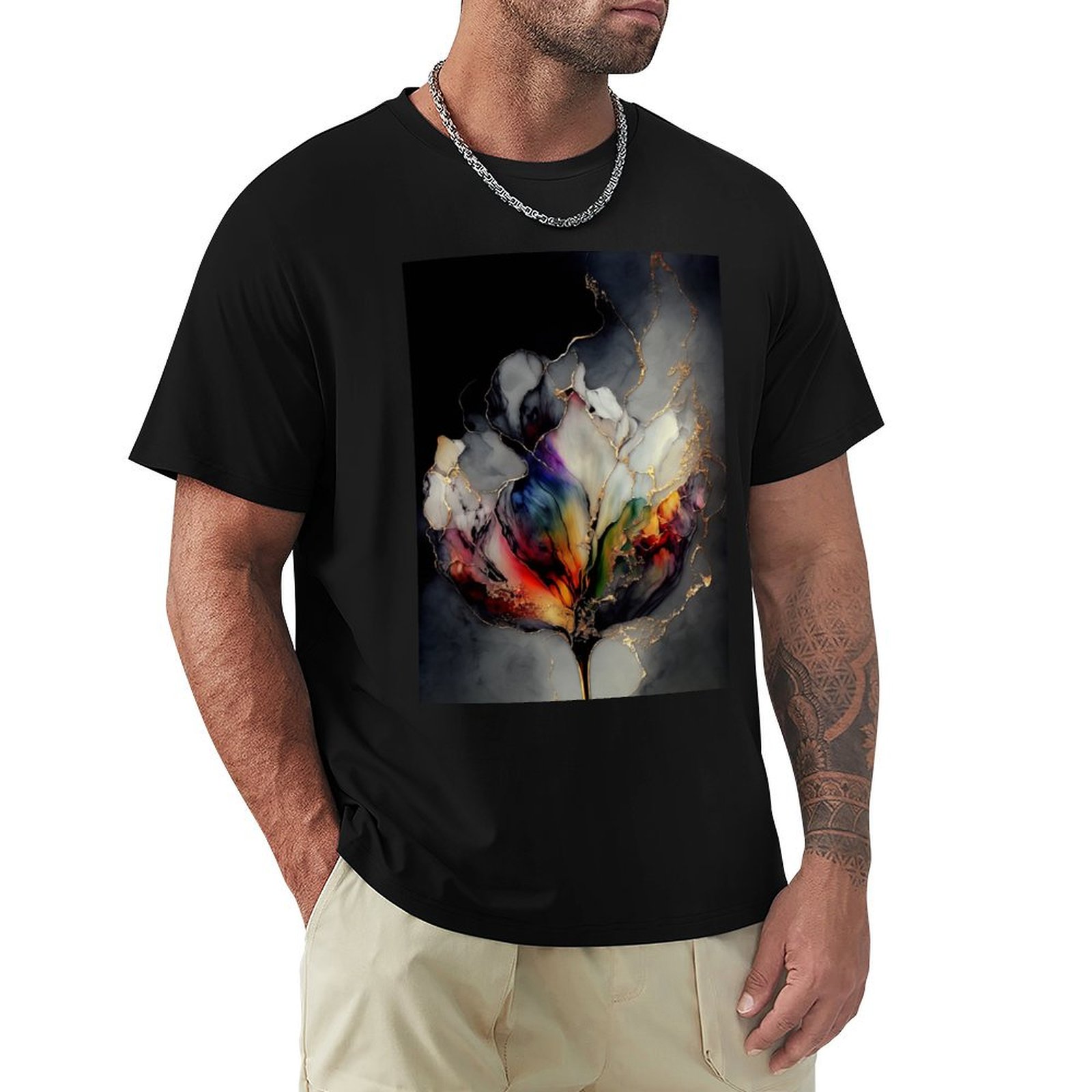 Resin Art Alcohol Ink - توليب سيمفوني - تي شيرت فني